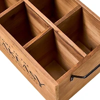 American Art Decor The Speakeasy Wood Crate Bottle Holder with Metal Handles - 7" x 14" x 8"