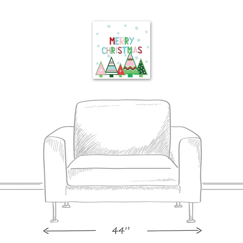 Merry Christmas Trees Canvas Wall Art