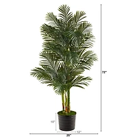 6ft. Golden Cane Artificial Palm Tree in Black Tin Planter