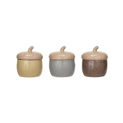 Hello Honey® 3.5" Stoneware Acorn Shaped Jar Set with Lids