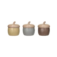 Hello Honey® 3.5" Stoneware Acorn Shaped Jar Set with Lids