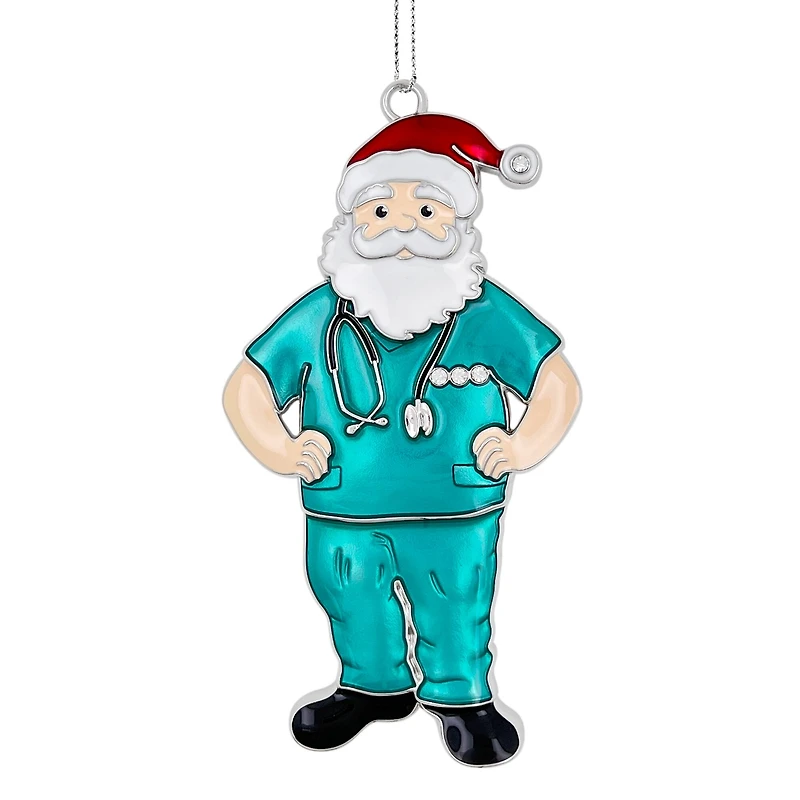 4" Teal Doctor Santa Metal Ornament by Ashland®