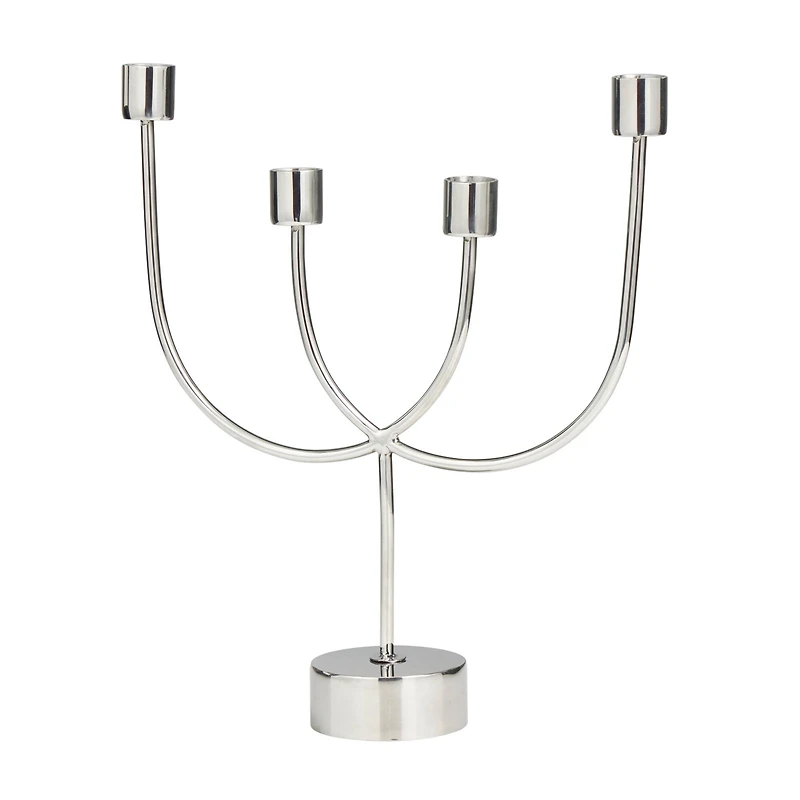 The Novogratz 13" Silver Stainless Steel Overlapping U-Shaped Candelabra