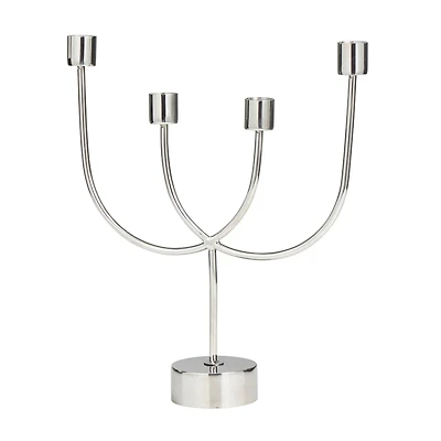 The Novogratz 13" Silver Stainless Steel Overlapping U-Shaped Candelabra