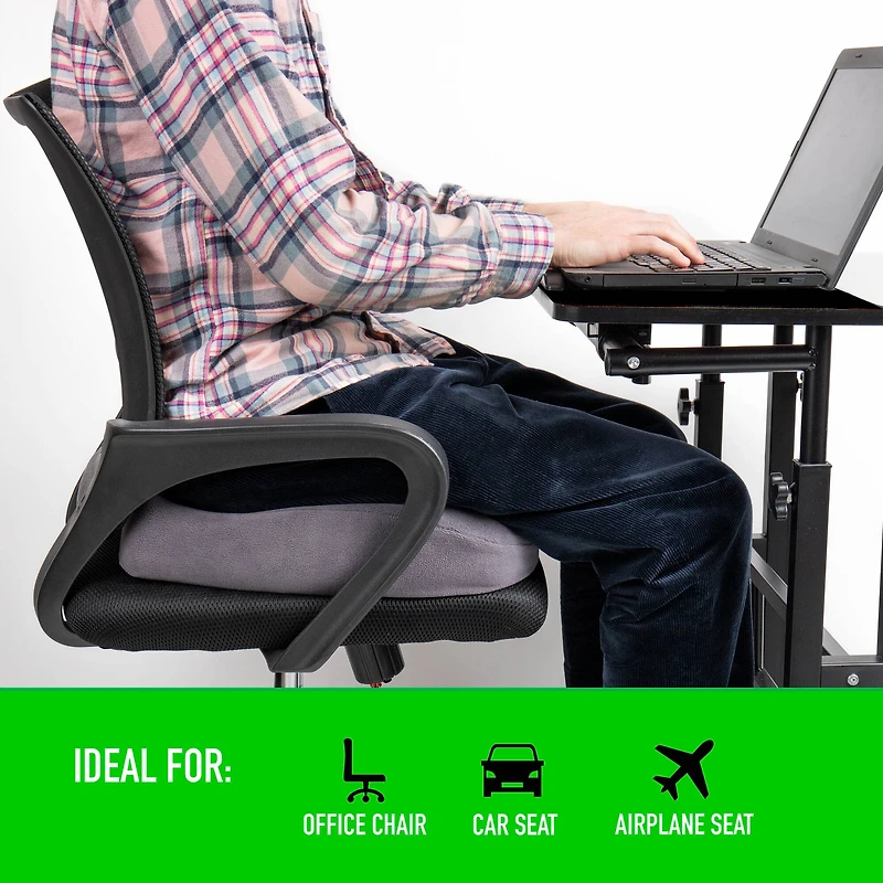 Mind Reader 18" Gray Memory Foam Chair Orthopedic Seat Cushion