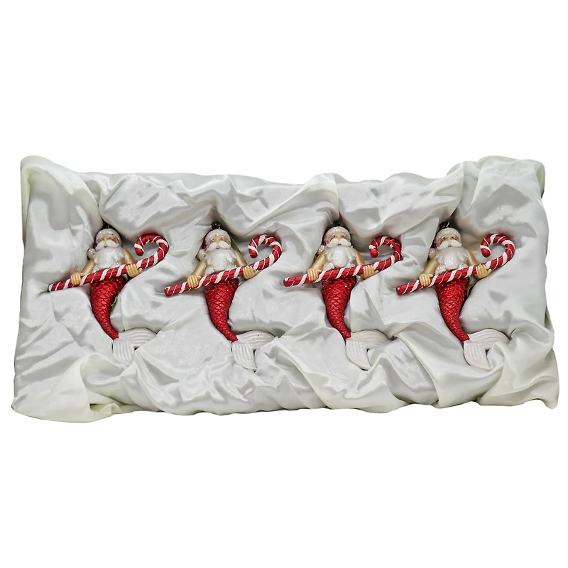 4 Pack 5" Santa Merman Glass Ornaments