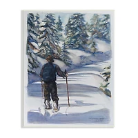 Stupell Industries Winter Snow Hiking Man Forest Trek Pine Trees Wall Plaque