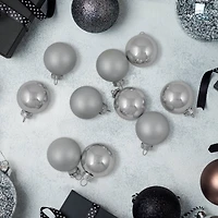10ct. 1.75" Silver Shiny and Matte Glass Ball Christmas Ornaments