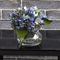 8.5" Blue Blooming Hydrangea in Glass Vase