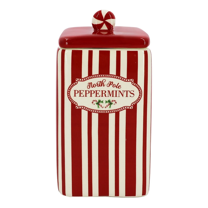 7.5" North Pole Peppermints Ceramic Container by Ashland®