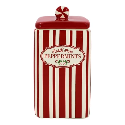 7.5" North Pole Peppermints Ceramic Container by Ashland®
