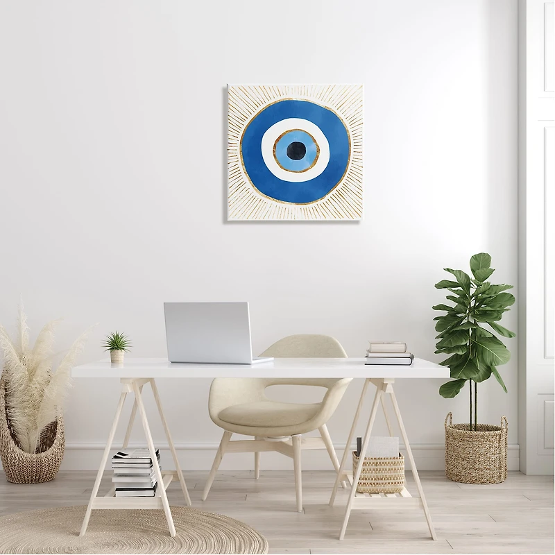 Stupell Industries Evil Eye Symbol Striped Rays Canvas Wall Art