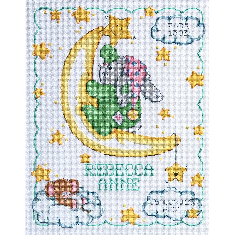 Janlynn® Crescent Moon Birth Announcement Counted Cross Stitch Kit