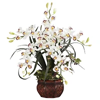 30" Silk Cymbidium Arrangement with Decorative Vase