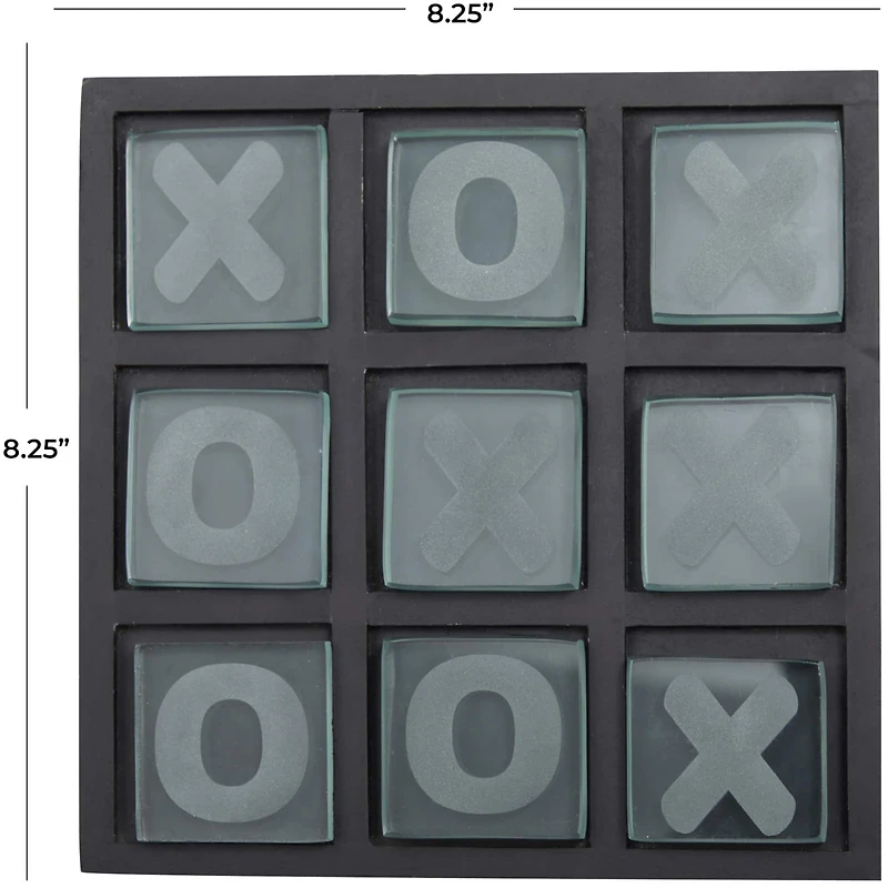 8" Black Wood Tic-Tac-Toe Game Set