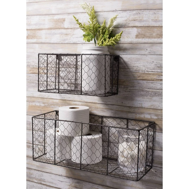 DII® Small Gray Wall Mount Chicken Wire Baskets, 2ct.