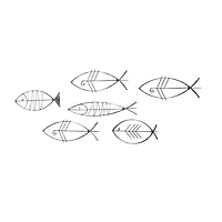 Set of 6 Black Metal Industrial Abstract Wall Decor, 16", 20", 24"