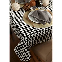 Black and Cream Harlequin Print Tablecloth 60" x 120"
