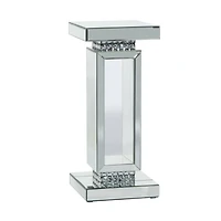 Silver MDF Wood Glam Pedestal Table, 12" x 12" x 28"