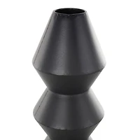 24" Black Metal Art Deco Fluted Vase
