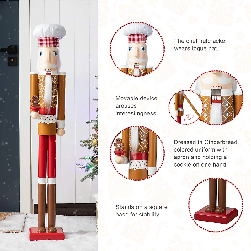 Glitzhome® 42" Christmas Gingerbread Chef Nutcracker