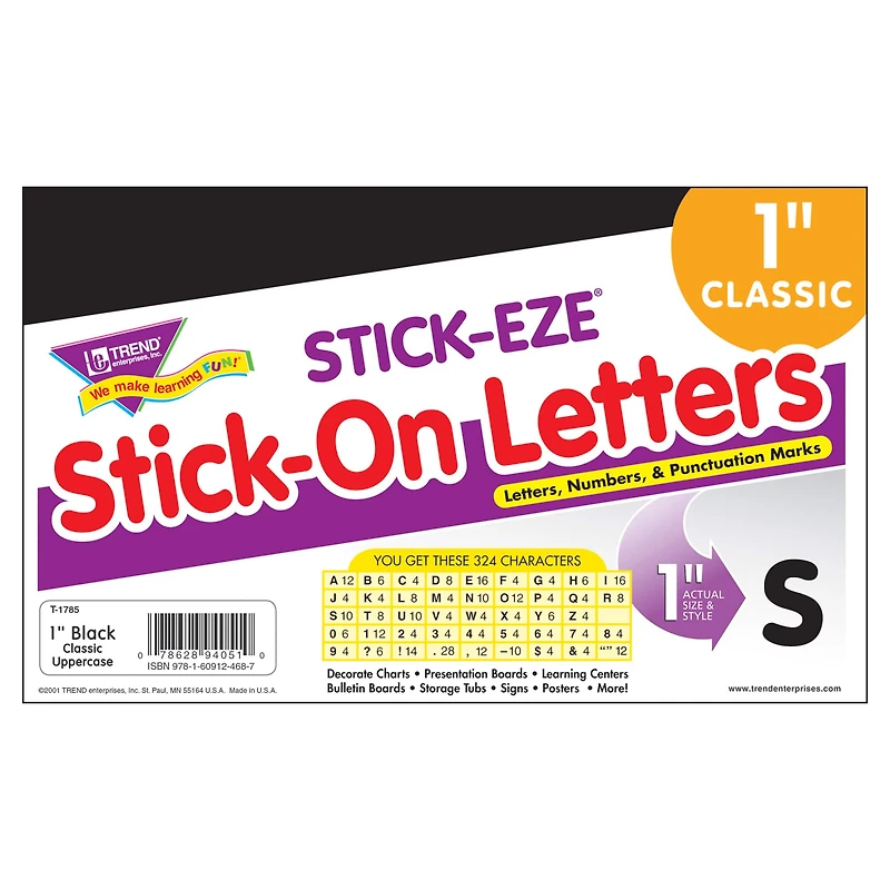 Trend Enterprises 1" STICK-EZE® Stick-On Letters