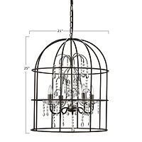 Hello Honey® 25" Metal Birdcage Chandelier with Lights & Glass Crystals
