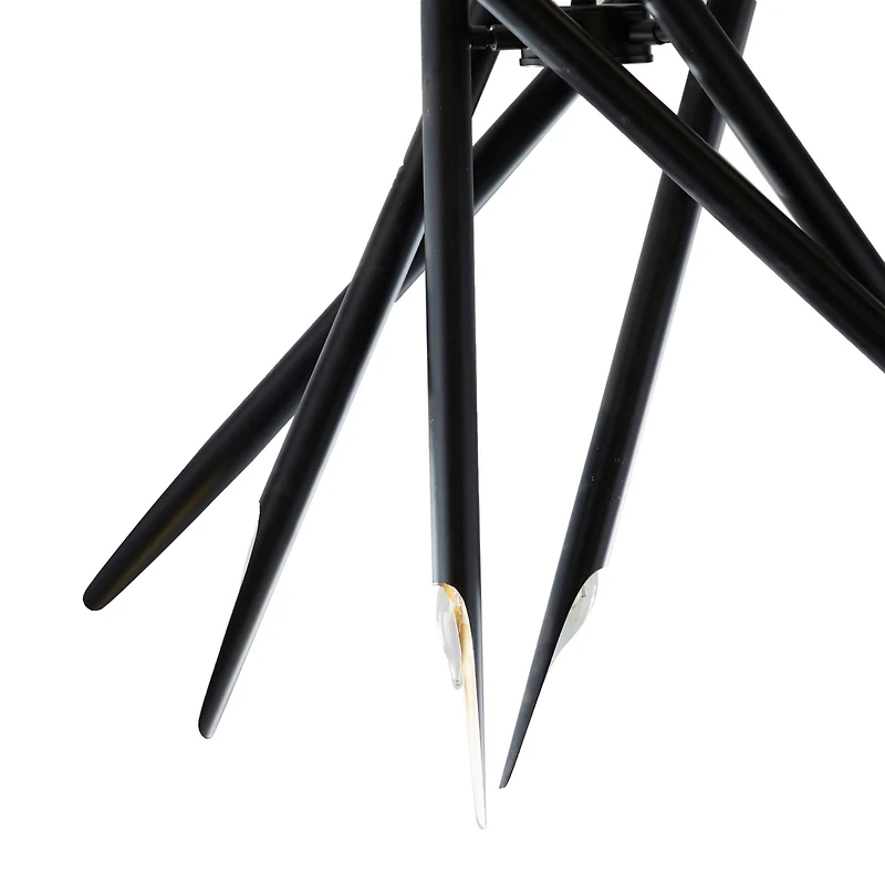 Black Metal 12 Light Chandelier with Suspension Rod 8" x 8" x 62"