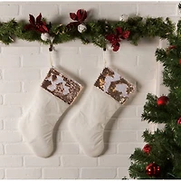 DII® Cream Sequin Velvet Holiday Stocking Set