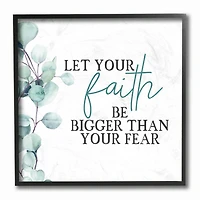 Stupell Industries Faith Bigger Than Fear Spiritual Quote Plant Greenery Black Framed Wall Art