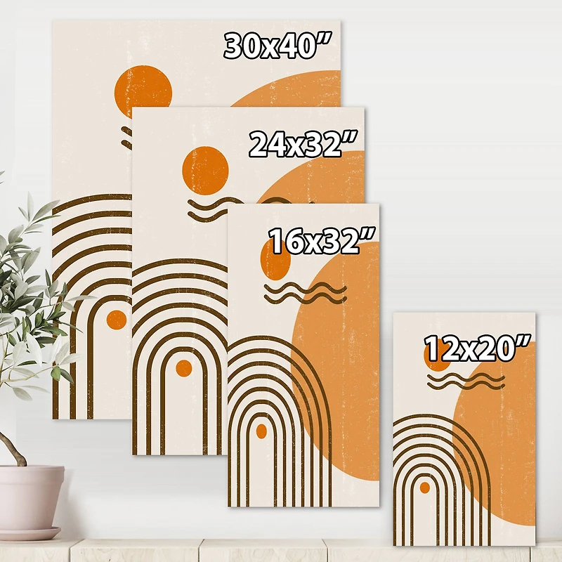 Designart - Abstract Rainbow Sun and Moon In Earth Tones II