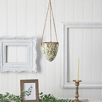 24" Green Tuscan Hanging Ceramic Scroll Planter