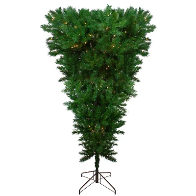 7ft. Pre-Lit Green Sugar Pine Upside Down Artificial Christmas Tree, Clear Lights