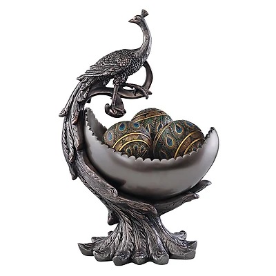 Design Toscano® 20" Peacock's Bounty Centerpiece Sculptural Bowl