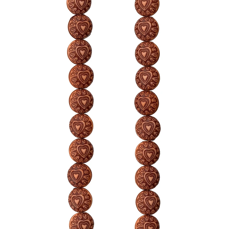 Amber Heart Design Resin Round Beads, 10mm by Bead Landing™