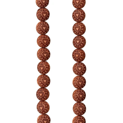 Amber Heart Design Resin Round Beads, 10mm by Bead Landing™