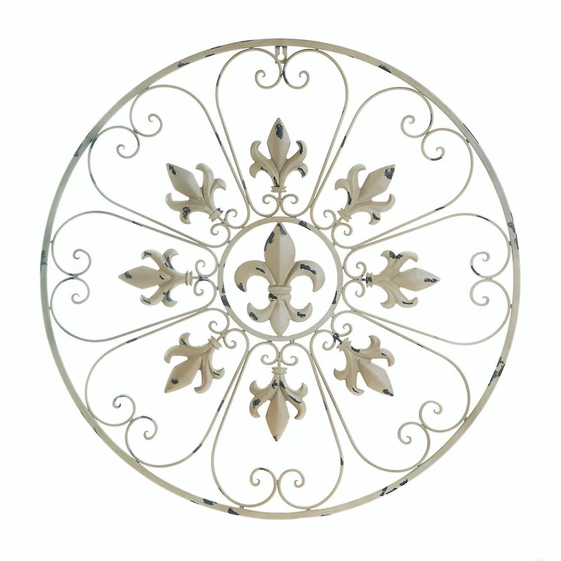 Cream Circular Fleur De Lis Wall Décor