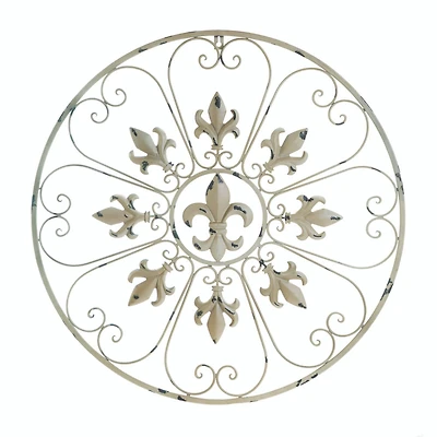 Cream Circular Fleur De Lis Wall Décor