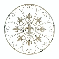 Cream Circular Fleur De Lis Wall Décor