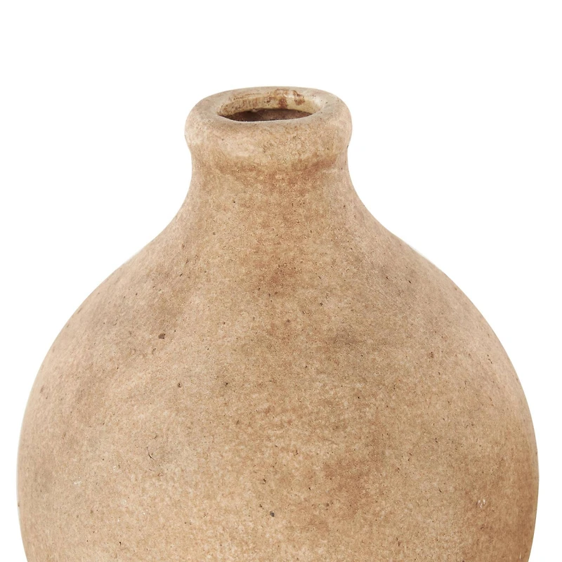 Brown Ceramic Antique Style Textured Vase Set