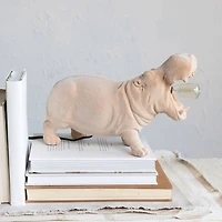 Hello Honey® 14" Blush Flocked Hippo Table Lamp