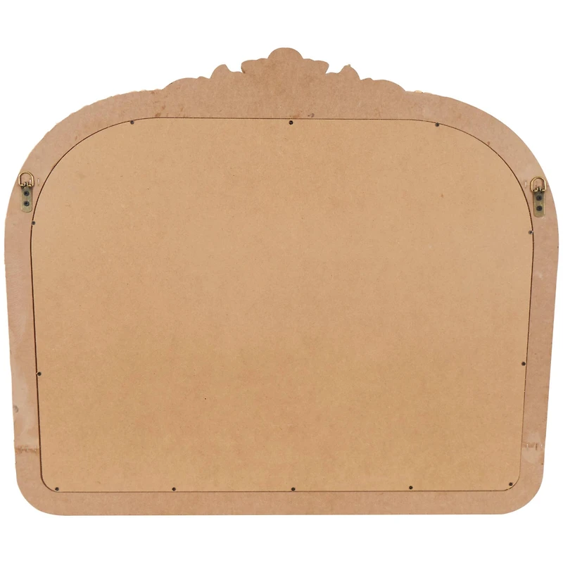 35" Brown & Black Woven Floral Rattan Wall Mirror with Beaded Detailing