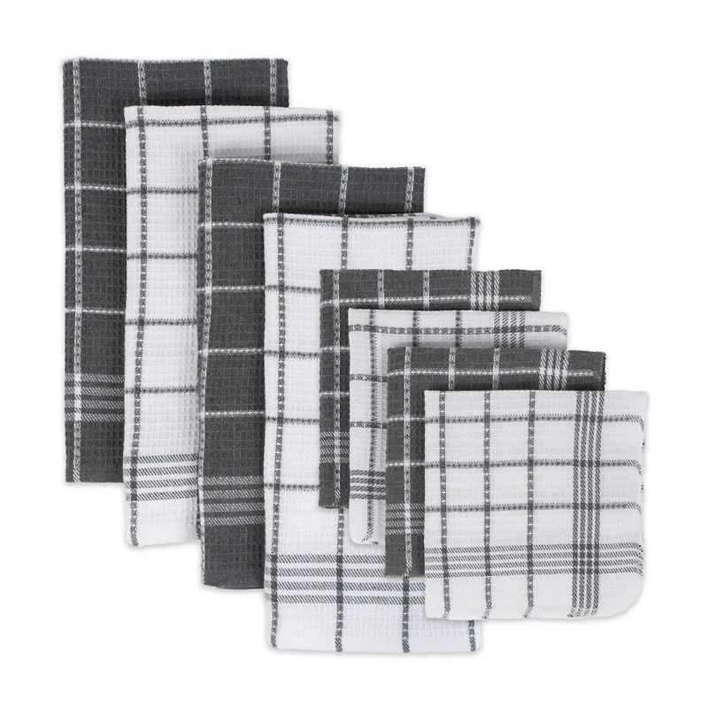 DII® J&M Gray Waffle Weave Dishtowel & Dishcloth Set