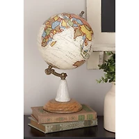14" Mango Wood & Marble Contemporary Globe