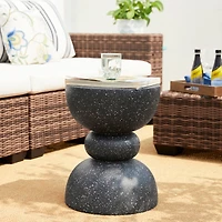 Glitzhome® 17.5" Multifunctional Faux Terrazzo Garden Stool