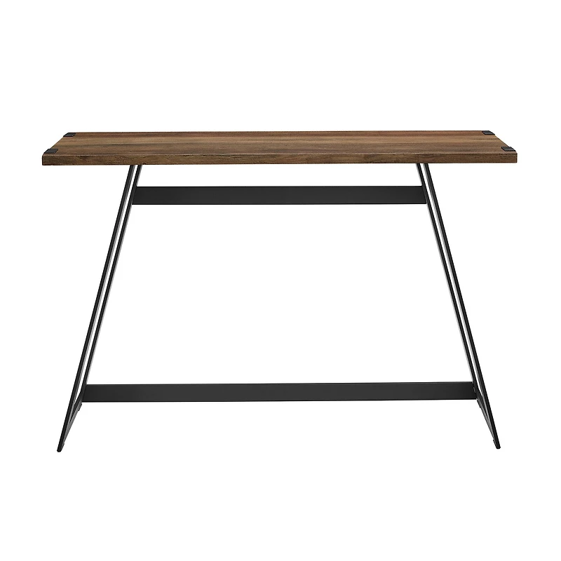 Walker Edison Reclaimed Barnwood Faux Wrap Modern Industrial Entry Table