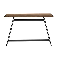 Walker Edison Reclaimed Barnwood Faux Wrap Modern Industrial Entry Table