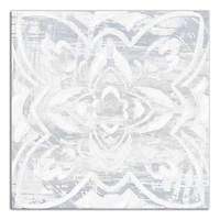White Textured Medallion II 16" x 16" Canvas Wall Art