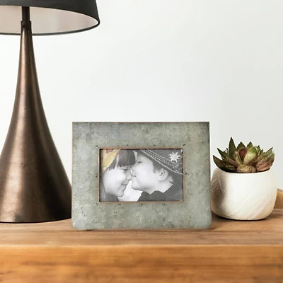 Hello Honey® Galvanized 2-Sided Horizontal 3" x 5" Standing Picture Frame