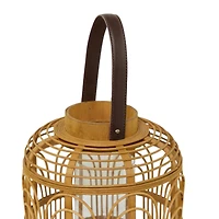 15" Tan Bohemian Bamboo Lantern